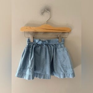 $11 ADD ON Crewcuts 3T Toddler Girl Blue Chambray Skirt with Pockets twirl dress